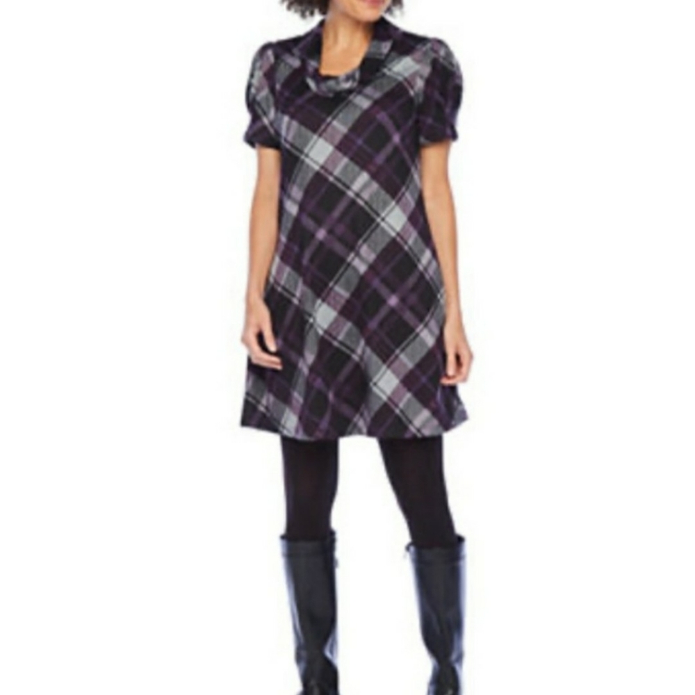 🆕️➕JH 💜 Purple & Gray Checkered Dress